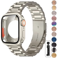 Change to Ultra Case+Band For Apple Watch 44mm 45mm Metal Stainless Steel strap for iWatch series Se