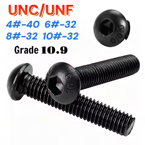 UNC/UNF American Standard 4#-40 6#-32 8#-32 10#-32 Black Grade10.9 Steel Hexagon Socket Round Head S