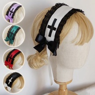 [Jill Punk] Cross Lace Bow Headband (Lolita) Gothic South European Little Princess Style LO Lady Rib
