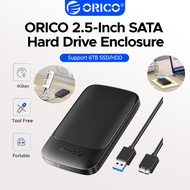 ORICO 2.5 Inch SATA Hard Drive Enclosure USB3.1 Type C 6Gbps Tool-Free HDD SSD Case Support 6TB 7-9.