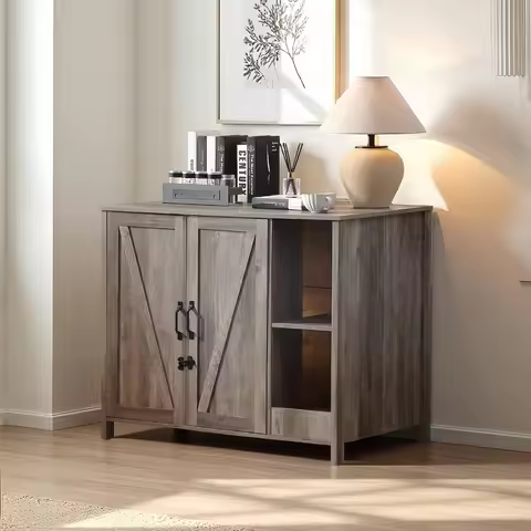 Litter Enclosure with Litter Collector Litter Cabinet with Dog-Proof Adjustable Shelf for Placing Ca