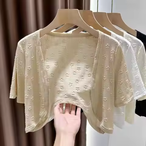 Women summer white Black Short Sleeve Shrug Bolero Lace Bridal Cape Jacket Elegant Wraps Beach Shawl