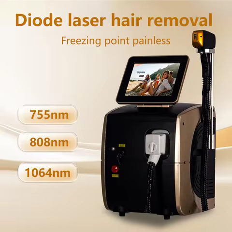 New 808 Hair Removal Device 3 Wavelengths 755 1064 808 Diode Laser Hair Removal Machine Freezing Poi