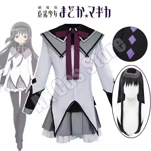 Anime Puella Magi Madoka Magica Akemi Homura Cosplay Costume Homura Akemi Cosplay Suits Uniform Wig 