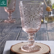 KHOME.PH Modern Embossed Ace Pattern Goblet Water Goblet Wine Glass Glassware 350ml Crystal Goblet