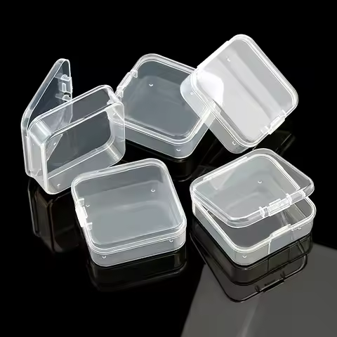 5.5x5.5x2.1cm square Plastic Storage Box Jewelry Container Transparent Square Box Case Container for