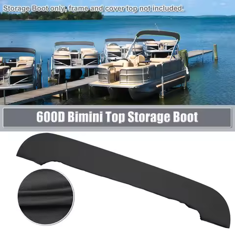 UXCELL Bimini Top Storage Boot Cover Waterproof Bag 600D Polyester Canvas Sun Resist Black 73"-78" W