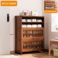 E-TIFE Kabinet Sepatu Putih Minimalis Elegan Rak Sepatu Tertutup Penghemat Ruang untuk Interior yang