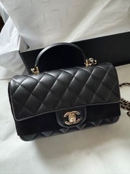 Chanel mini cf handle 黑淡金扣