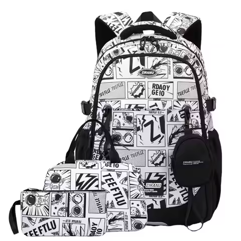3pecs/set graffiti printing School Bags for Teenagers Boys Large Capacity Men's laptop backpack Ruck