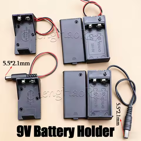 1PC 9V Battery Holder 9V Battery Box Case 9V Battery Clip Holder With Wire Lead ON/OFF Switch Cover 