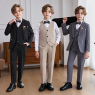 5pc Gentleman Formal Suit For Kids Boys 3-13 Yrs Christmas Birthday Party Tuxedo Suit Terno
