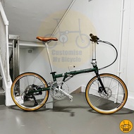Fnhon Gust 22” • 9 Gears Shimano Litepro KFun Schwalbe Foldable Folding Foldie Bike Bicycle 451 Retro British Green Daho