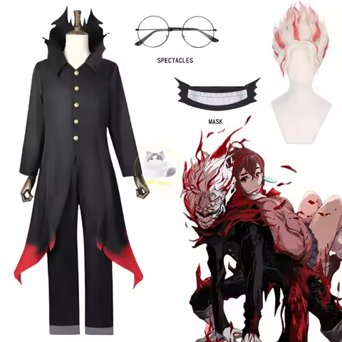 Okarun Ken Takakura Cosplay Costume Anime Dandadan Cosplay Gradient Red Hem Mask Men Black Suit Okar