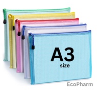 A3 File Mesh File Zipper Bag waterproof Zip File for Office School Student