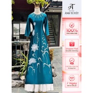 Silk ao dai, traditional ao dai with stone bamboo embellishments, size 40 - 76kg