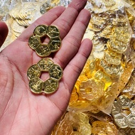 [ Lucky ] Wholesale 100 feng shui 3cm Gold Plated apricot flower coins