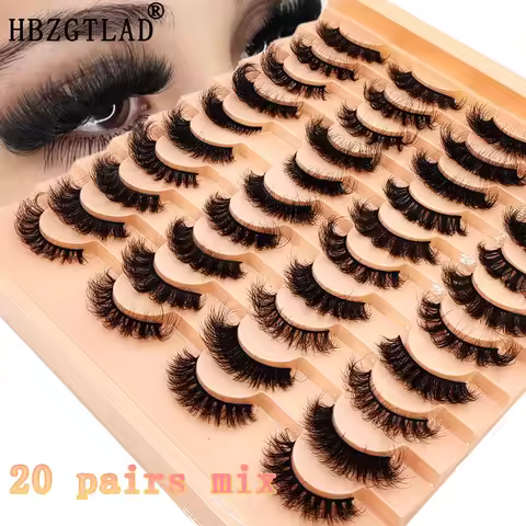 HBZGTLAD 20 pairs natural long 3D mink false eyelashes fake lashes makeup kit Mink Lashes extension 