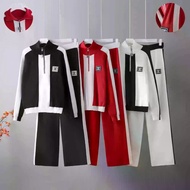 Z7B24 2025 Chanel-Inspired Sports Casual Two-Piece Suit - Half-Zip Knit Jacket & Wide-Leg Pants