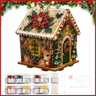 DIY Pearl Art Kits Christmas House Holiday Tree Decorations Wooden House Rhinestone Art Set for Wome