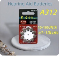 10-100PCS Zenipower Zinc Air Hearing Aid Batteries A312 312A ZA312 312 PR41 S312 Battery