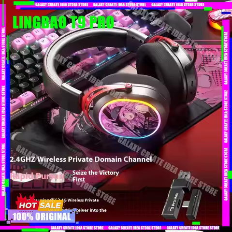 Lingbao T9 Pro Headset Wireless Bluetooth Four Model Rgb Headset 1500mah Fps 7.1 Surround Sound Espo