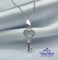 Unisilver 925 Sterling Silver Heart-Key Pendant Necklace (NPS129-2155)