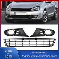 Front Bumper Grille Racing Grill Panel Chrome Trim Fog Light Cover For Volkswagen VW Golf MK6 2008-2