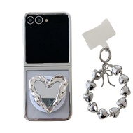 เคสโทรศัพท์สร้อยข้อมือแม่เหล็กชุบเงินสุดหรูสำหรับ Samsung Galaxy Z Flip 7 FE 5 6 Z Flip6 ZFlip 6 ZFl