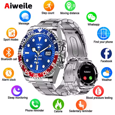 High-end luxury Smart Watch Man Miltary Smartwatch AW12 Android IOS Steel Connected Replica Calculat