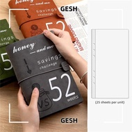GESH 52 Week Savings Challenge Binder, 6-holes Reusable Savings Binder, A5 Leather with Cash Envelop