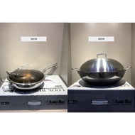RABBIT MART 34cm/40cm Honeycomb Non-Stick SUS316 Stainless Steel Wok_蜂窝镭射纹理刻度不沾锅