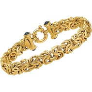 Diamond2Deal18K Gold Polished 9.5mm Sapphire Byzantine Bracelet Size 7.5 to 8 Inches