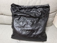 黑字黑鏈 Chanel 22 Large 大碼 全黑 so black 