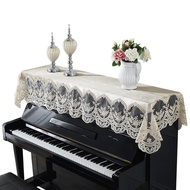 KY🎁European Piano Cover Half Cover Gold Velvet Piano Cover Lace Piano Towel Piano Chair Cover Pastoral Piano Dustproof C