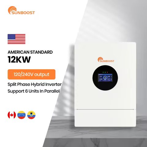Sunboost Split Phase 10KW 12kw Hybrid Solar Inverter 48VDC 120VAC/240VAC Output 200A 2 MPPT Inverter