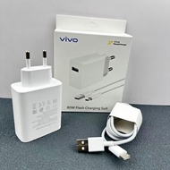 80W VIVO Flash Charger EU Plug Fast Charging Power Adapter USB C Cable With Retail Box For Vivo V27 