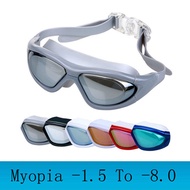[Ready Stock] Myopia Swimming Goggles Large Frame Professional Swimming Glasses Anti Fog Arena Diopt