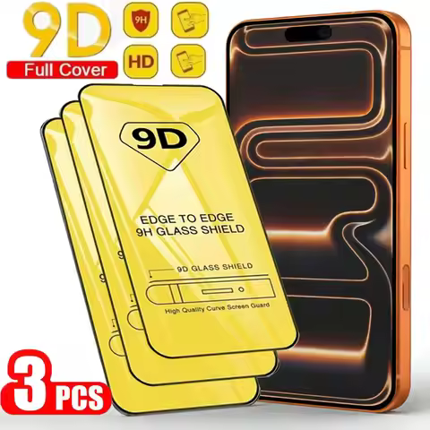 3PCS 9D Tempered Glass for iPhone17 Pro Max Air 15 14 13 12 11 16 Pro Max Plus 16e Full Coverage 9H 