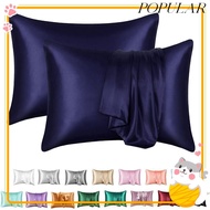 POPULAR 2pcs Silky Pillow Cover, 20" x 26" Breathable Silk Satin Pillowcase, Soft 20" x 36" Envelope