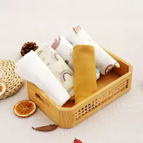 Kangobaby #My Soft Life# 5 Pieces Pack Multi-Functional Bamboo Cotton Muslin Blanket Baby Burp Cloth