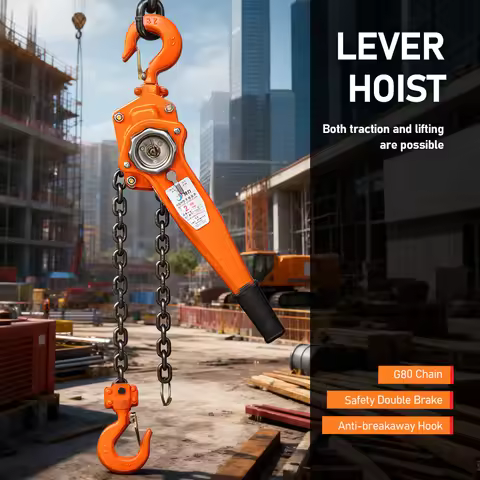 Lever Chain Hoist 0.75 Ton/1.5 Ton/2 Ton Lever Block with 2 Heavy Duty Hooks Chain for Warehouse Bui
