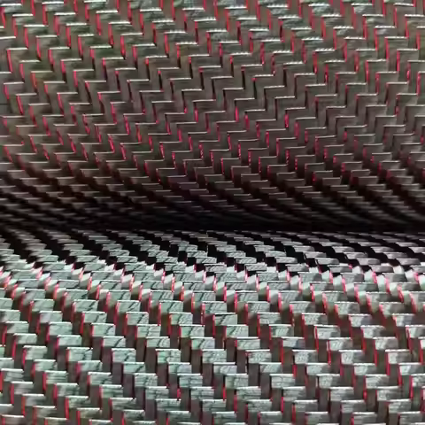 3k 200g 2x2 real carbon fiber and metal wire mixed woven Plain twill Small size sample red blue purp