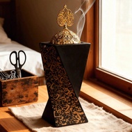 1pc/1set Creative Room Incense Burner, Metal Lid Middle Eastern Style Incense Burner, Aromatherapy D