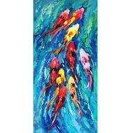 5D DIY Diamond Painting Abstract Nine Fish Painting Full Round Diamond Koi Rhinestone Diamond Embroidery