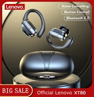 Lenovo XT80บลูทูธ5.3หูฟังหูฟังไร้สายที่แท้จริงพร้อมปุ่มควบคุมไมค์เสียงยกเลิกหูตะขอหูฟังกันน้ำเข้ากัน