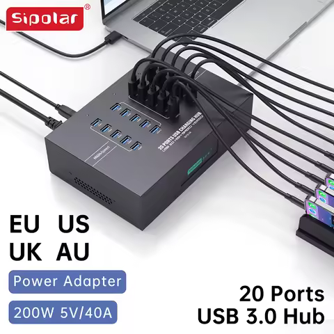 Sipolar USB3.0 Hub 20 Port 110W Power Adapter Phone/Tablet Charging Hub Laptop Peripheral Expansion 