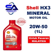Original Shell Helix HX3 Mineral Engine Oil "Minyak Hitam" 20W-50/ 20W 50/ 20W50 (1Liter)