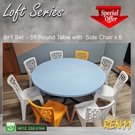 Restoran Furniture , Plastic Chair ,3v Grad A Plastic, 5ft Dining Table with 8 chair