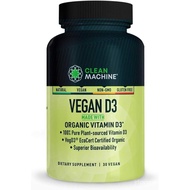 CLEAN MACHINE Certified Organic Vegan Plant Based Vitamin D3 4000 IU per Pill - Natural D3 Supplemen